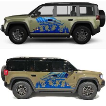 Mountains and Trees US Flag Side Doors Vinyl Decal for Jeep Recon  3