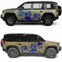 Bigfoot Distressed US Flag Mountains Side Doors Vinyl Decal for Jeep Recon  3