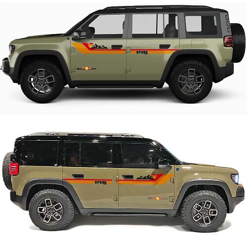 Retro Stripes Sport Sunset Side Doors Vinyl Decal for Jeep Recon  1
