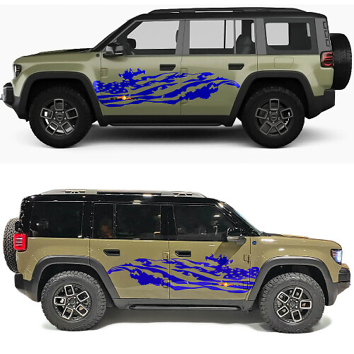 Distressed US Flag Side Doors Vinyl Decal 2 for Jeep Recon  1