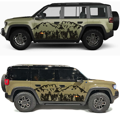 Mountains Forest Trees Side Doors Vinyl Decal for Jeep Recon  1