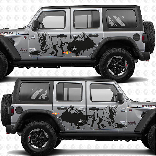 Cougar Mountains Splash Side Doors Vinyl decal sticker fit Jeep Wrangler