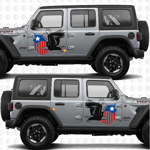 Flag Military Star Bald Eagle Side Doors Vinyl decal sticker fit Jeep Wrangler 1