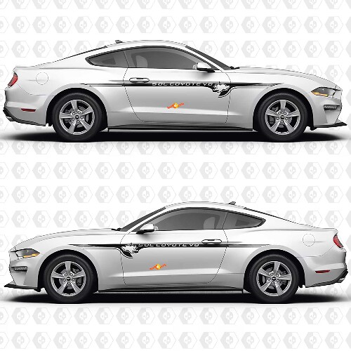 5.0L Coyote V8 Minimal Accent Side Doors Vinyl Decals Stickers for Ford Mustang 1
