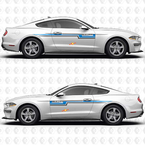 Bullitt Dual Parallel Stripes Side Doors Vinyl Decals Stickers for Ford Mustang 1