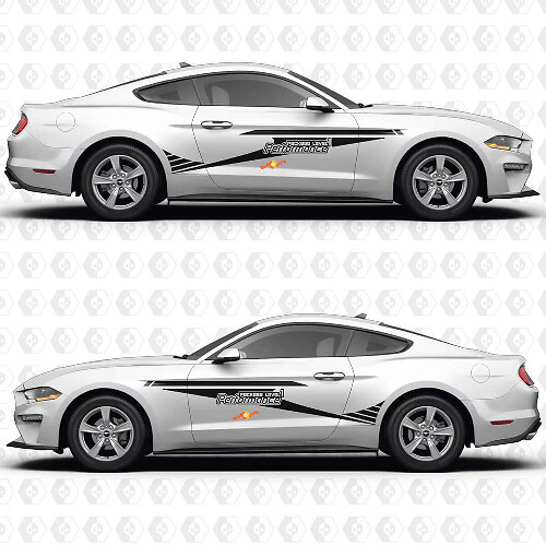 Diagonal Racing Stripe Performance Package Level 1 Side Doors Vinyl Decals Stickers for Ford Mustang 1