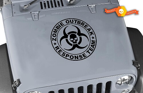 Zombie Skull Outbreak Response Team Sticker Decal for Jeep Wrangler Rubicon