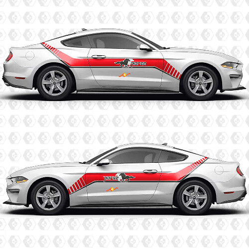 Horse Offset Stripe Side Doors Vinyl Decal Sticker Graphics for Musclecar Musclecarmodel