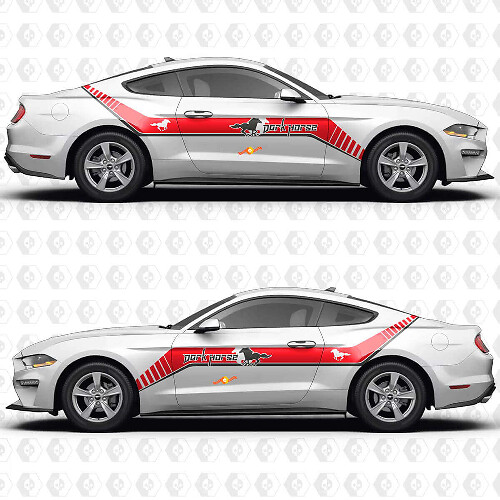 Offset Side Stripe Dark Horse Side Doors Vinyl Decals Stickers for Ford Mustang 1
