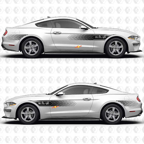 Speed Line Pattern 3.7L V6 Side Doors Vinyl Decals Stickers for Ford Mustang 1
