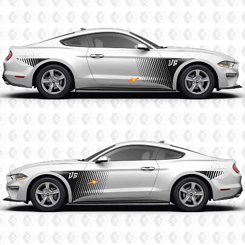 Speed Line Pattern V6 Side Doors Vinyl Decals Stickers for Ford Mustang 1