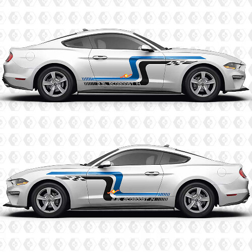 Vintage Racing Blocks 2.3L EcoBoost I4 Side Doors Vinyl Decals Stickers for Ford Mustang 1