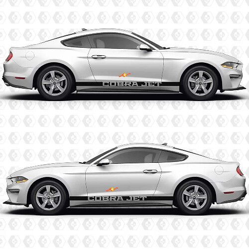 Negative Space Stripe Cobra Jet Side Door Rocker Panel Vinyl Decals Stickers for Ford Mustang