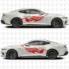 Checkered Flag Inspired Side Door Vinyl Decals Stickers for Ford Mustang 3
