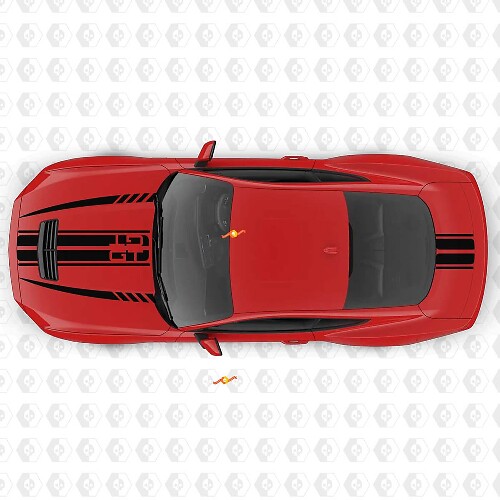GT Symmetric Muscle Stripes Hood Trunk Vinyl Decals Stickers for Ford Mustang 1