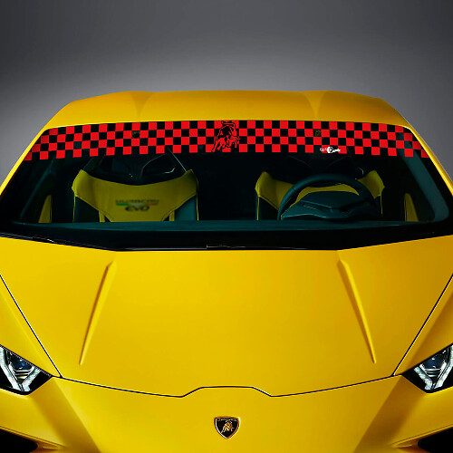 Racing Checkered Flag Windshield Vinyl Decals Stickers for Lamborghini Huracan Evo
