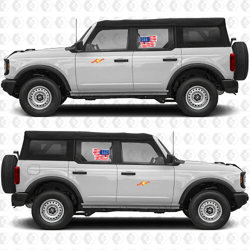 Distressed US Flag Side Doors Vinyl Decal Sticker For Ford Bronco