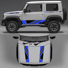  Rhino Edition Abstract Lines Graphic Side Doors and Hood Vinyl Decals for Suzuki Jimny 2