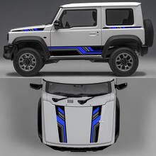 Rhino Edition Abstract Lines Graphic Side Doors and Hood Vinyl Decals 2 for Suzuki Jimny 2