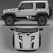  Rhino Edition Abstract Lines Graphic Side Doors and Hood Vinyl Decals 2 for Suzuki Jimny 3
