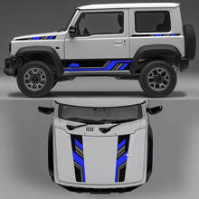  Rhino Edition Abstract Lines Graphic Side Doors and Hood Vinyl Decals 3 for Suzuki Jimny 2