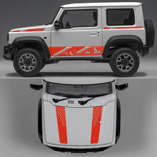  Rhino Edition Honeycombs Abstract Lines Graphic Side Doors and Hood Vinyl Decals for Suzuki Jimny 2