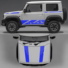 Rhino Edition Honeycombs Abstract Lines Graphic Side Doors and Hood Vinyl Decals for Suzuki Jimny 3