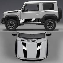  Rhino Edition Honeycombs Abstract Lines Graphic Side Doors and Hood Vinyl Decals 2 for Suzuki Jimny 3