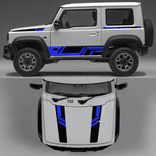  Rhino Edition Abstract Lines Graphic Side Doors and Hood Vinyl Decals 4 for Suzuki Jimny 2