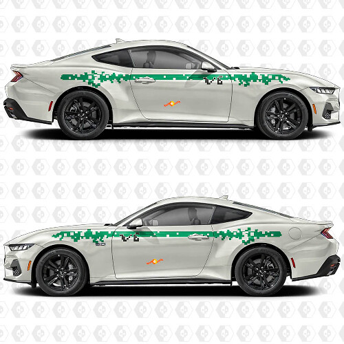 Digital Pixel Stripe Side Door Vinyl Decal Sticker Graphics for Ford Mustang 1