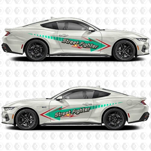 Street Fighter Style Side Door Vinyl Decal Sticker Graphics for Ford Mustang 1