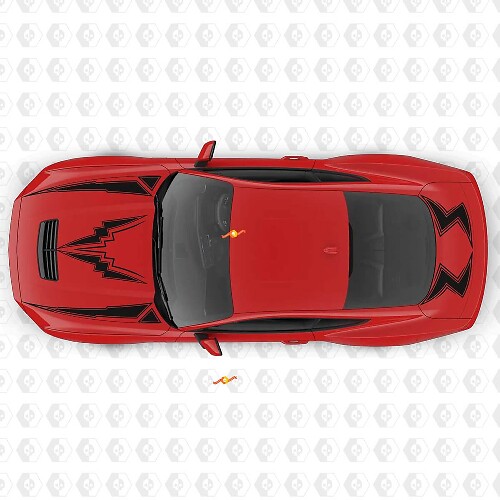 Lightning Bolt Stripe Hood and Trunk Vinyl Decal Sticker Graphics for Ford Mustang 1