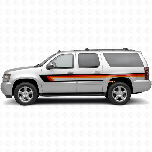 Retro Upper Beltline Door & Rear Quarter Vinyl Stripes for Chevrolet Suburban GMT900 2007-2014