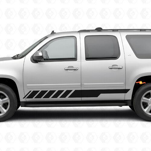 Slanted Racing Door & Rocker Panel Vinyl Stripes for Chevrolet Suburban GMT900 2007-2014