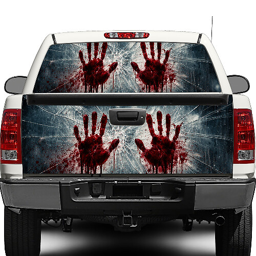 Zombie Hands Broken Glass Rear Window or Tailgate Vinyl Decal for Pick-up Trucks SUVs