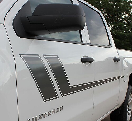 Hockey Style Outline Stripes Side Vinyl Decal Sticker for Chevrolet Silverado 2000-2015