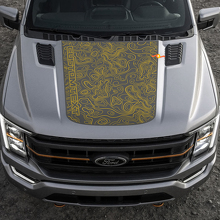 Custom Text Central Hood Topographic Map Graphics Vinyl Decal for Ford F-150 Tremor 3