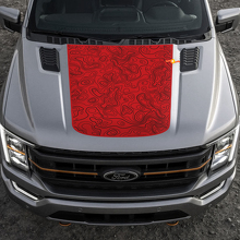 Central Hood Topographic Map Graphics Vinyl Decal for Ford F-150 Tremor 2