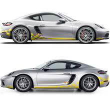 Rocker Panel Сheckered Flag Side Stripes Graphics Decal For Porsche 718 Cayman 3