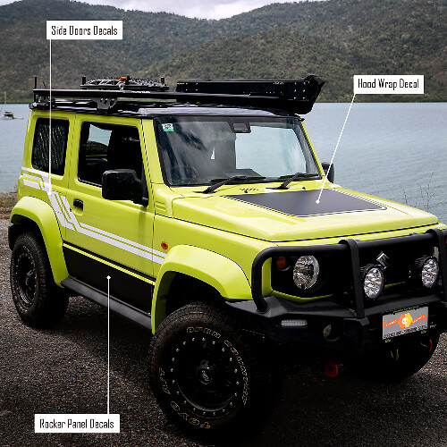 Kit of Rocker Panel Side Doors and Hood decals stickers graphics for Suzuki JIMNY 1