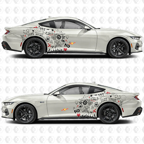Street Graffiti Style Side Doors Rear Fenders Vinyl Decals Stickers for Ford Mustang