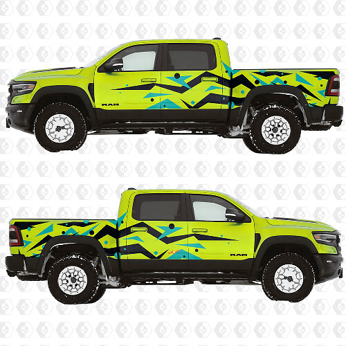 Geometric Abstract Graphics Side Doors Rear Fenders Vinyl Decals Stickers for Dodge RAM-1500 TRX