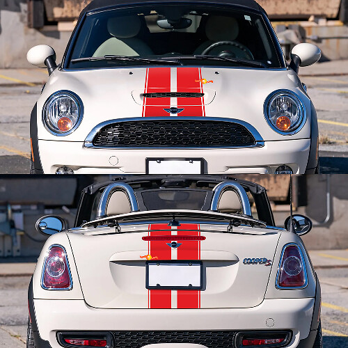 Racing Stripes Hood Rear Vinyl Decals Stickers for Mini Cooper R59