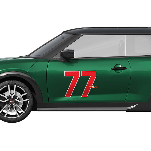 77 Logo Racing Graphic Side Door Vinyl Sticker Decal for Mini Cooper S 1
