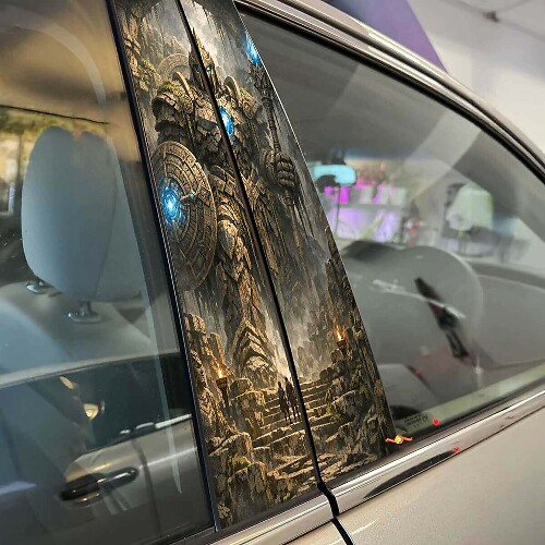 Ancient Guardian Door Pillar Vinyl Decal Wrap Set