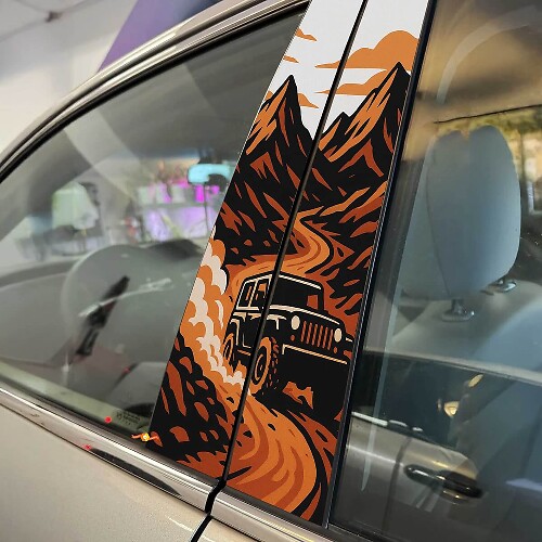 Off-road Mountains Dust Trail Pillar Doors Vinyl Decal Sticker 1