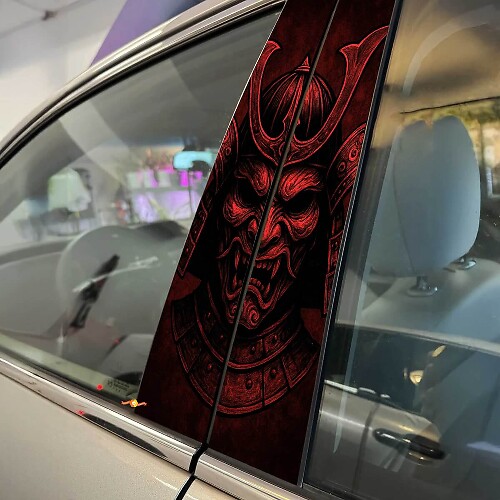 Samurai Mask Aggressive Face Pillar Doors Vinyl Decal Sticker