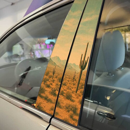 Vintage Desert Landscape Pillar Doors Vinyl Decal Sticker