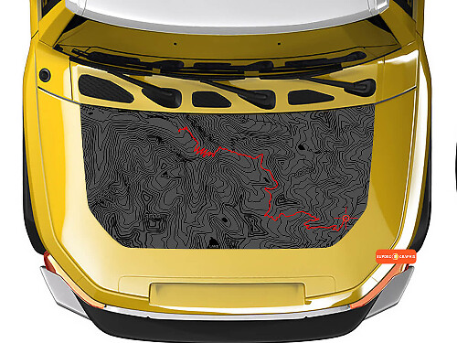 Off Road Topographic Map Hood Vinyl Decal Sticker for Toyota FJ Cruiser