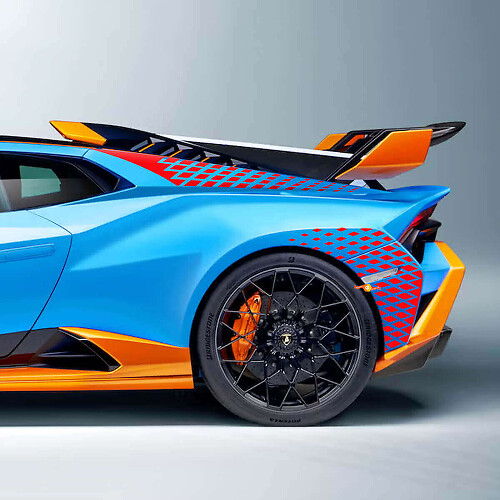 Checkered Racing Rear Fender Vinyl Decal Kit for Lamborghini Huracan STO